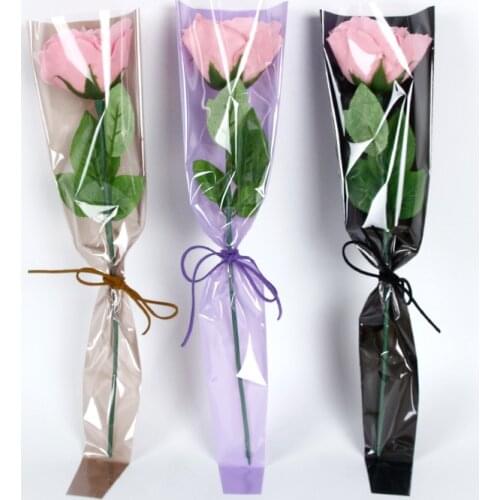 20pcs/lot Flower Wrapping Paper Single Branch Bag OPP Waterproof Cellophane Fresh Bouquet Packaging Florist Decoration
