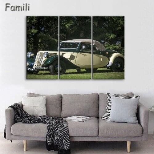3 Pcs/Set Modern Landscape Painting Printed On Canvas Classic Retro Car Canvas Paintings for living room wall