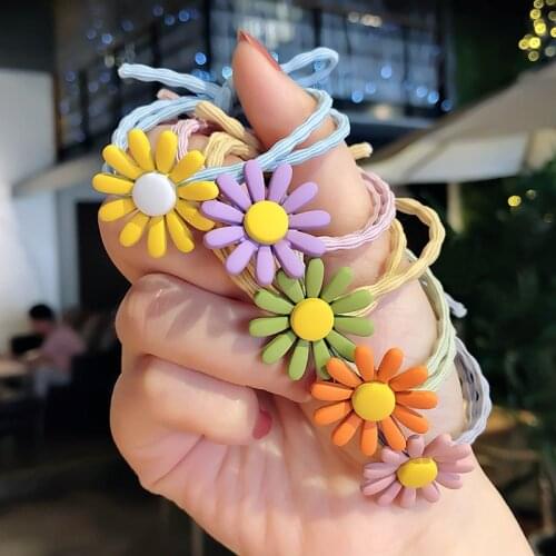 50Pcs Children Cute Daisy Headband Flower Rubber Bands Girl Sweet Princess Elastic Hair Bands Scrunchies Kid Hair Accessories