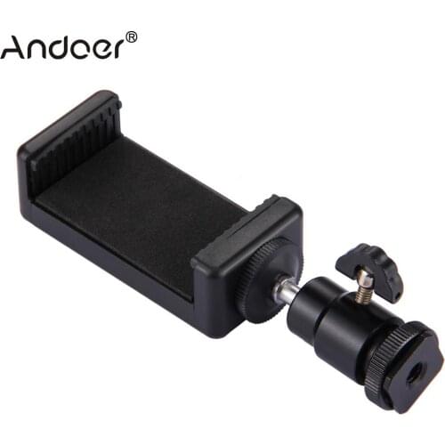Andoer PU214 Hot Shoe Tripod Head for iPhone Smartphone Universal Useful 360 Degree Stable Selfie SticksTripod Mount Stand Clamp