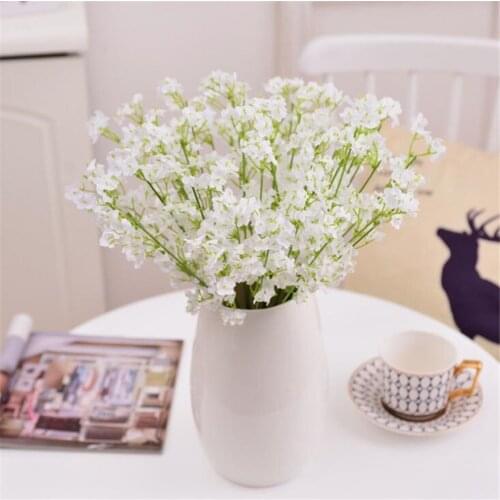 1Pc Beautiful Orchid Gypsophila Artificial Silk Flowers Small White Bouquet Home Party Winter Wedding Decoration Fake Flowers