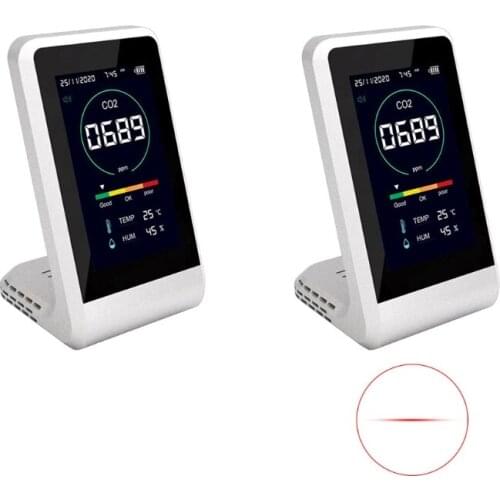 Gas Detection Temperature Humidity Monitor Lcd Display High Capacity Air Quality Analyzer Carbon Dioxide Sensor LX0D