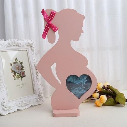 Wooden Pregnant Women Shape Photo Frame Gifts For Wedding Couple,Creative Crafts Accesories Home Room Decoration Tabletop Orname