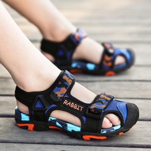 Kids Summer Breathable Mesh Sandals Boys High Quality Cut-Outs Sandalias Childrens Canvas Flats Non-Slip Toddlers Beach Shoes