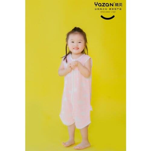 Baby Sleeping Bag pure cotton gauze Sleeveless Sleep Sack Soft Cute Cartoon Jumpsuit For Children Pajamas Newborn Sleepsacks