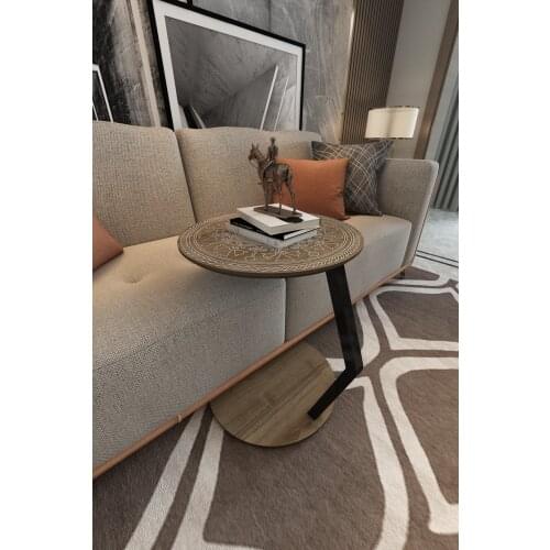 Home Walnut Side Table Furniture Round Coffee Table for Living Room Small Bedside Table Design End Table Sofaside Small Desk