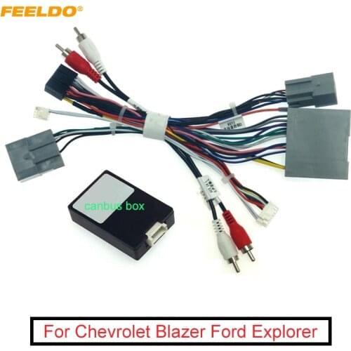 FEELDO Car 16pin Audio Wiring Harness With Canbus Box For Chevrolet Blazer Ford Explorer Stereo Installation Wire Adapter