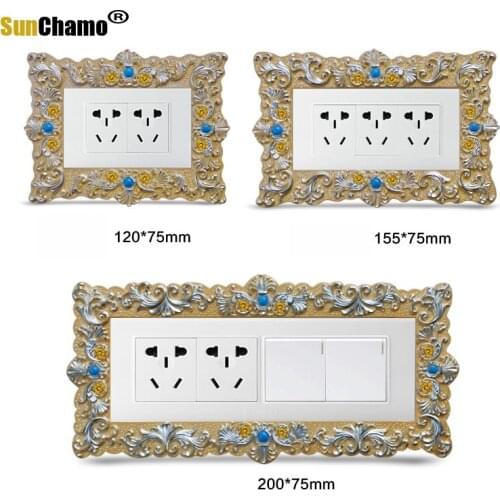 Switch Wall Stickers Protective Cover European Resin Creative Light Switch Panel Frame Wall Socket Decorative Sets