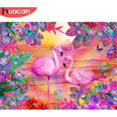 HUACAN 5D Full Drill Diamond Embroidery Flamingo Cross Stitch New Arrival Diamond Painting Animal Handmade Gift Home Decor