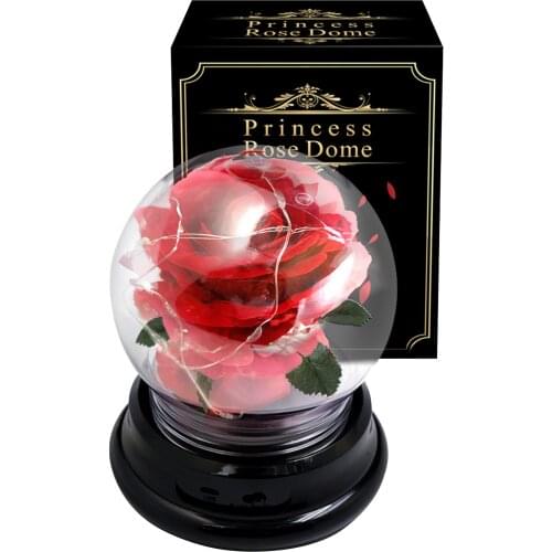 Artificial Eternal Rose LED Light Beauty The Beast In Glass Cover Christmas Home Decor For Mother Valentines Day new Year Decor