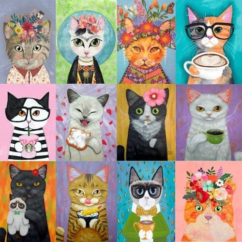 DPF 5D cat Round/Square Diamond Painting Cross Stitch Crafts Diamond Embroidery Mosaic Needlework Kits Home Decor