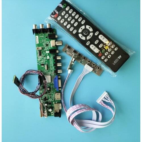 Kit For B141EW05 V0/B141EW05 V1 Panel DVB-T2 HDMI AV 1280X800 LED USB VGA TV Signal digital screen controller board 14.1" remote