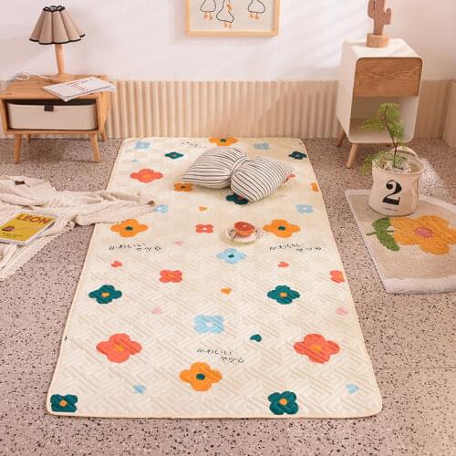 Nordic Printed Pure Cotton Carpet Baby Floor Play Mats Outdoor Camping Family Gathering Rugs Nap Rug Foldable Non-slip Carpet