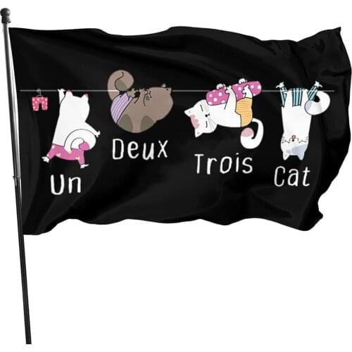 Kritin Un Deux Trois Cat-2 Flag,3x5 Ft Banner Outdoor Indoor Decor Garden Flag Sign Polyester Flag