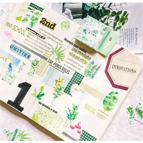 Lolede 50pcs/set Green Leaf Stickers Cartoon Waterpoof DIY Baby Toys for Children Kids Boy Girl Gift