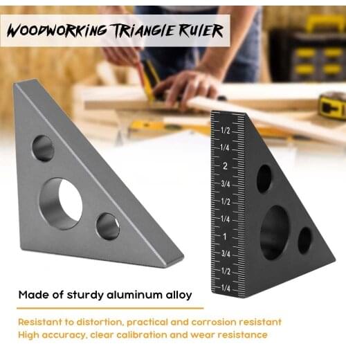 Mini Aluminum Alloy Right Angle Gauge Multifunctional Inch Metric Angle Meter Triangle Ruler Woodworking Measurement Tool