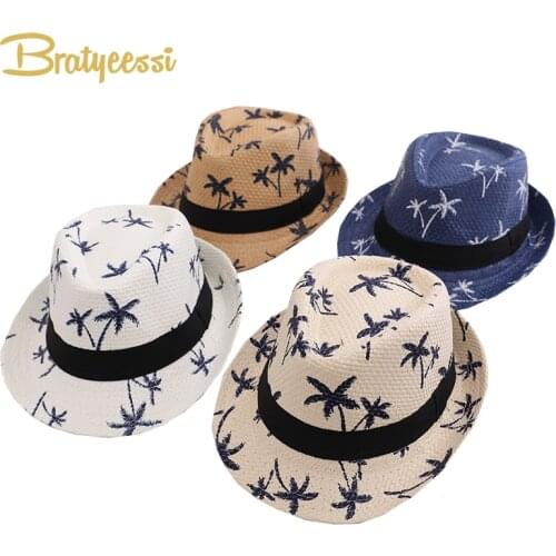 Fashion Straw Panama Kids Hats Caps Summer Mother Child Fedora Hat Outdoor Travel Beach Children Sun Hat Kids Cap For Girls Boys