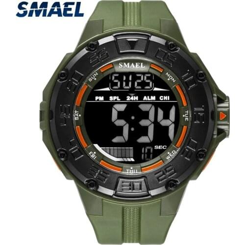 SMAEL Fashion Casual Mens Watch, Electronic Display, LED Luminous Hands, Waterproof, Automatic Update Date, Drop Resistance