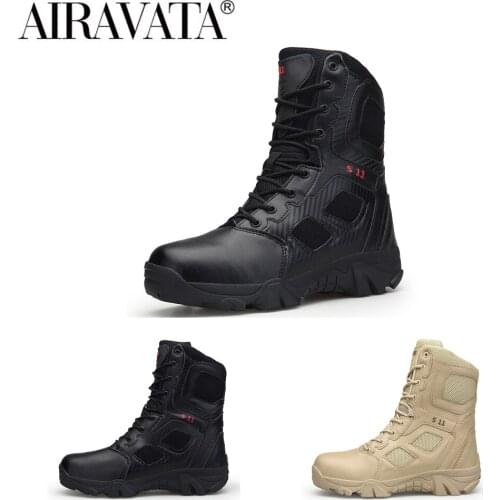 Newbeads Mens Lace Up High Top Snow Boots Winter Army Suede Leather Fur Plush Waterproof Shoes for Men Outdoor Anti-Slip Shoes