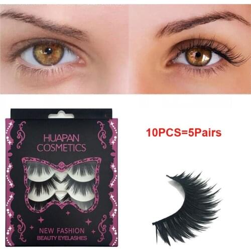 10Pcs = 5Pairs False Eyelashes Fashion Beauty Handmade Natural Thick Long-Lasting Reusable One Box Extension Makeup Tools