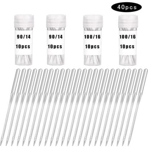 Nonvor 40 Pcs Silver Sewing Machine Needles Box with Labels Compatible, Universal Home Stainless Steel Sewing Needle