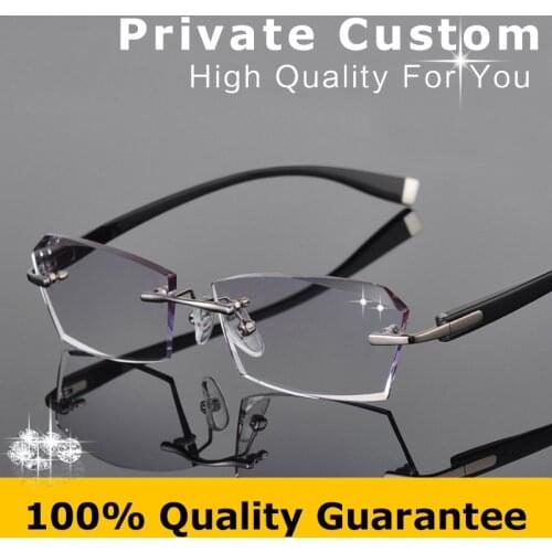 Good Flexibility TR Frame Eyeglasses Men Colored Clear Lens Glasses Strength Rimless Prescription Glasses Myopia Eye Glasses 615