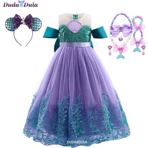 Girls Little Mermaid Dress Ariel Princess Dress Cosplay Costumes For Kids Baby Girl Mermaid Dress Up Sets Children Halloween Clo