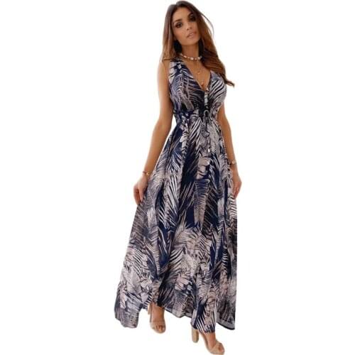 Summer Vest Dress Women Print Sleeveless Big Swing Elegant Party Dress Casual Loose Holiday Beach Dress Robe Femme Sundress