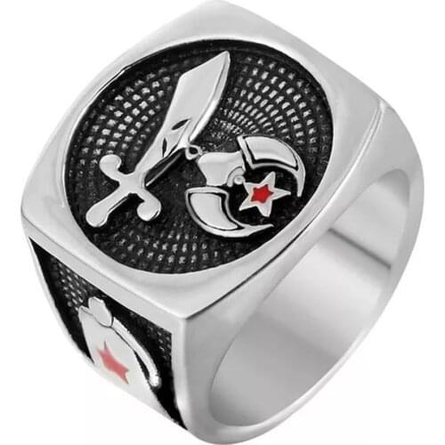 Dropshipping 316l stainless steel masonic freemason signet shriner rings for men women antique band rings men