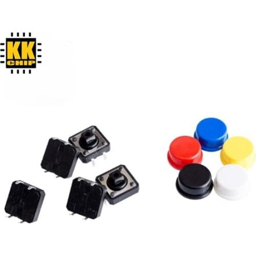Touch switch 12X12X7.3H domestic button + color keycap 4-pin in-line switch 5pcs