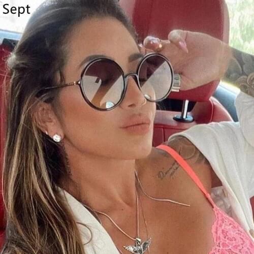 Vintage Sunglasses Women Round Luxury Brand Designer UV400 Gradient Sunglasses Ladies Retro Gradient Black Purple Sun Glasses