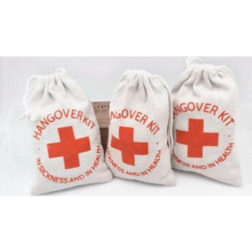 10pcs Wedding Hangover Kit Bags 10*15cm Burlap Jute Wedding Favor Bag Bachelorette Event Party Decorations AA8217