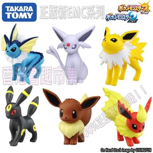 TAKARA TOMY Genuine Pokemon EMC Umbreon Vaporeon Jolteon Flareon Eevee Espeon Cute Action Figure Model Toys