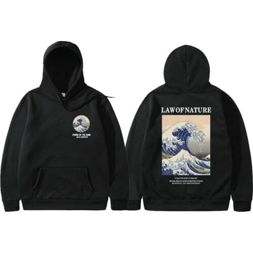 Japanese Wave Printed Sweatshirt Hoodies Men And Women Wool Harajuku Hoodies Daily Casual Hip-Hop Streetwear Pullover