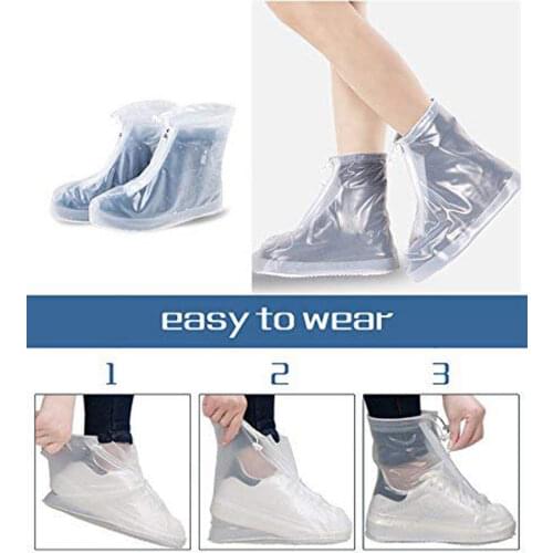 Outdoor Rain Shoes Boots Covers Non-slip Wear-resistant Thick Rain Boots Cover Double Zipper Rainy Waterproof Shoe Cover