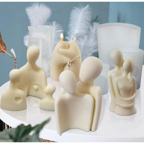 High Quality Food Grade Silicone Silhouette Portrait Candle Silicone Mold Candle Aroma Handmade Soap Mold Diy Warm Hug Family