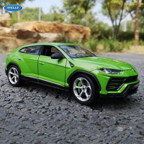 Welly 1:24 Lamborghini Urus green car alloy car model simulation car decoration collection gift toy Die casting model boy toy
