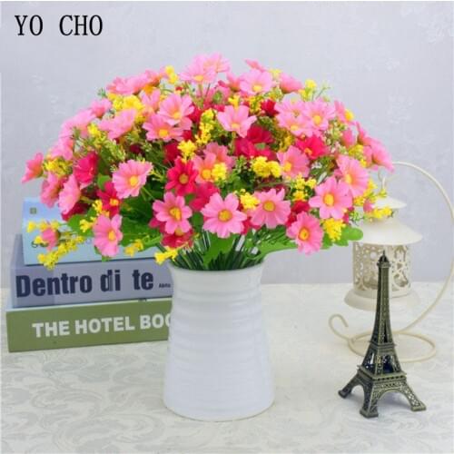 YO CHO Artificial Flowers 28Heads Daisy Flowers Bridal Bouquet DIY For Home Decoration Fake Plants Wedding Party Decoration