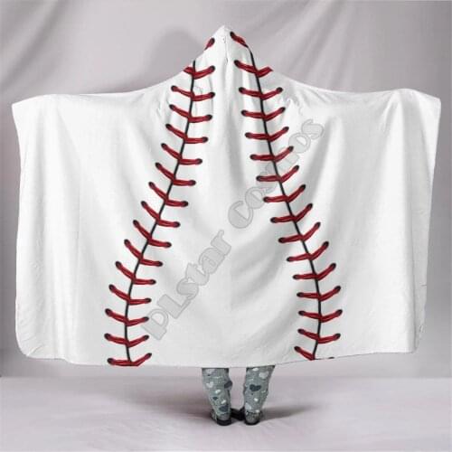 Funny Softball Hooded Blanket Adult colorful child Sherpa Fleece Wearable Blanket Microfiber Bedding style-1