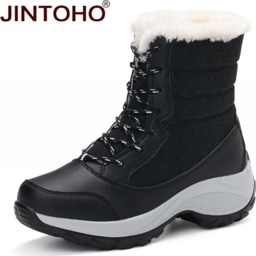 JINTOHO Big Size Winter Women Snow Boots Fashion Winter Women Shoes Autumn Female Boots Mid-Calf Platform Boots 2018 Woman Shoes