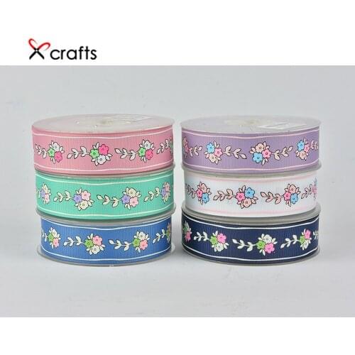 1" 25mm Grosgrain Ribbon Printed Floret Pattern DIY Hair Bow Accessories Handmade Materials Wedding Gift Wrap BBXQ-007