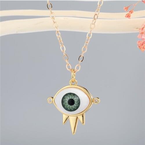 1Pcs Zircon Evil Eye Necklace For Women Gift Jewelry Fashion Vintage Shiny Eyelash Eye Geometric Pendant Clavicle Chain N698-38