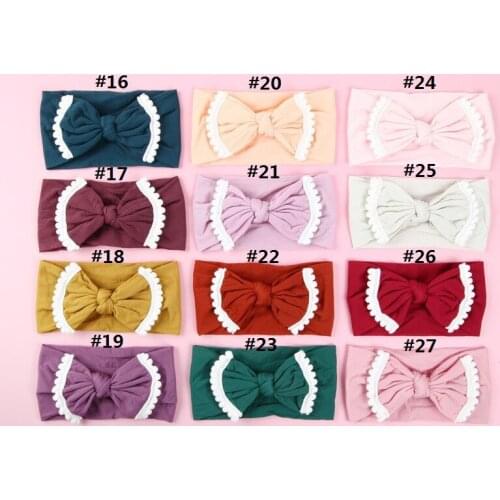 1pcs 27Colors Baby Nylon Headbands Stretchy Big Bow Head bands for Girls Cute headwear headband children hair accessories
