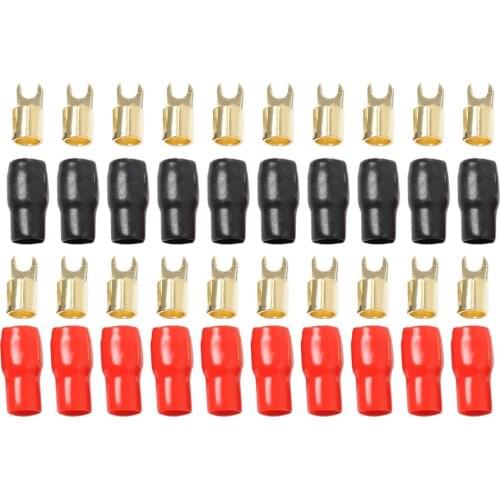 10 Pairs 4 AWG Car Electronics Fork Terminals Connectors Brass Contact