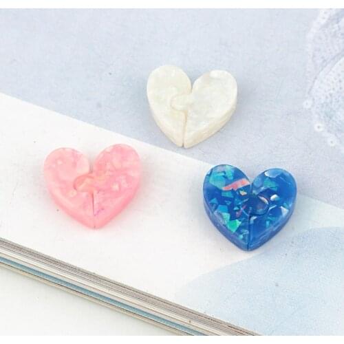 10pcs Creative Stitching Heart Resin Bracelet Beads Connect Findings DIYNecklace Aretes Jewelry Charms Accessories F271