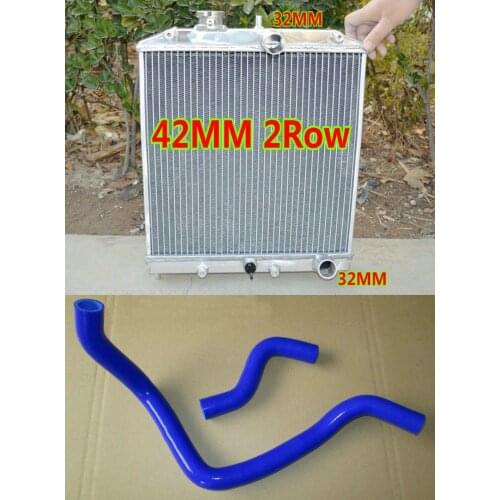 42MM 2row Aluminum Racing Radiator + SILICONE HOSE KIT FOR 1992-2000 HONDA CIVIC/CRX DEL SOL EK EG D15 D16 B16 B18 MT