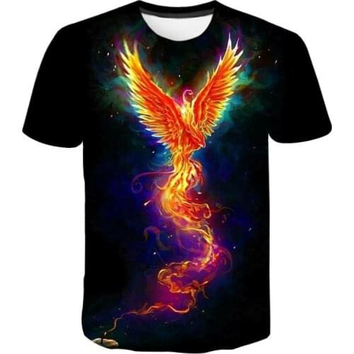 2020 New Summer Cool Men Women Children T Shirt 3D Blue Phoenix Bird Print Lovers T-shirt Boy Girl Kids Tops Harajuku Casual Tee
