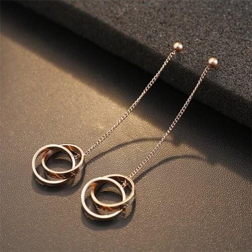 2021 Fashion jewelry tassel titanium steel earrings Crystal from Swarovskis Temperament long section hypoallergenic earrings