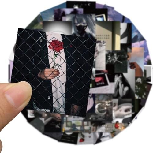 56pcs Cute Cartoon Gloomy Wall Sticker Ins Wind Sad Mood Switch Bedroom Decor Personality Waterproof Suitcase Graffiti Sticker