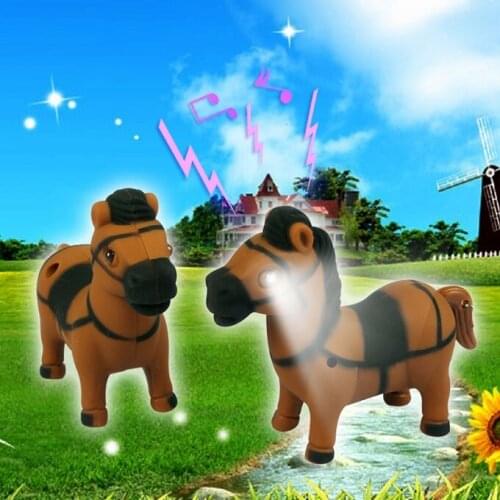 FREE SHIPPING BY DHL 200pcs/lot 2015 3D Plastic LED Lovely Horse Keychains with Sound Novelty Children Toy Keyrings